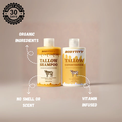 Organic Beef Tallow Shampoo & Conditioner Kit • Natural Hair & Scalp Moisture