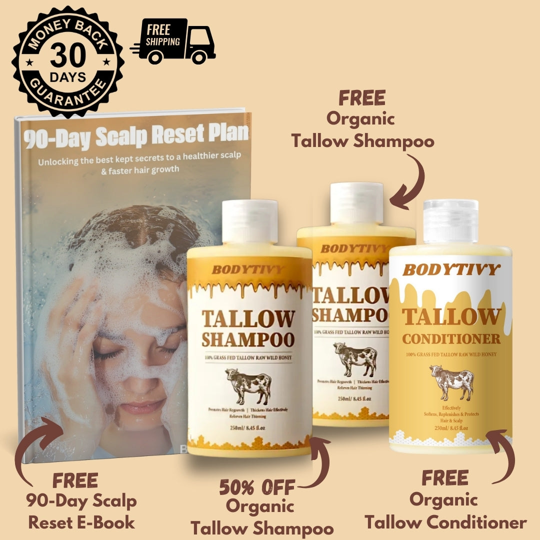 Organic Beef Tallow Shampoo • Buy One at 50% + Get Another Free Shampoo & Tallow Conditioner