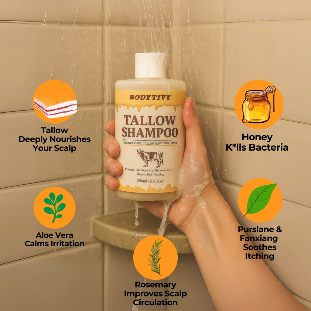 Natural Beef Tallow Plus Shampoo • Scalp Barrier Repair • Free Gifts