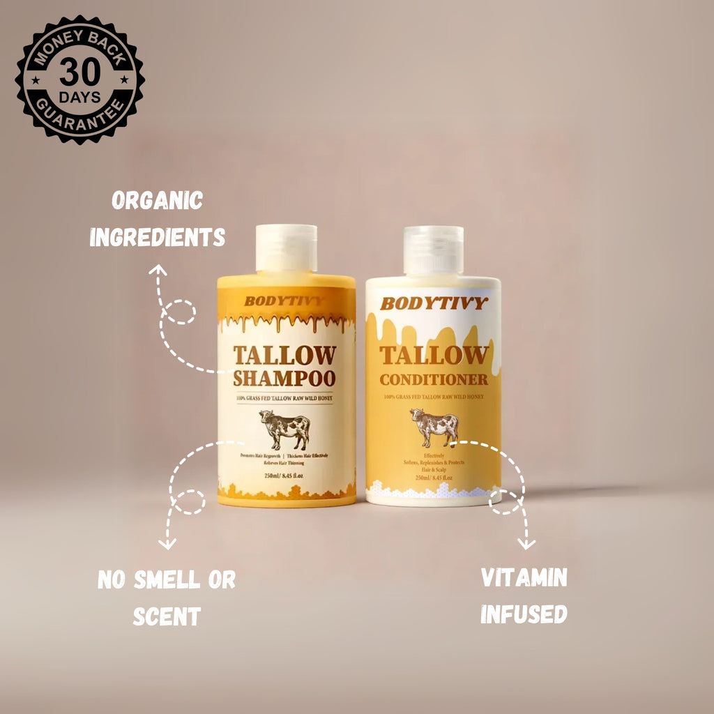 Organic Beef Tallow Shampoo & Conditioner Kit • Natural Hair & Scalp Moisture